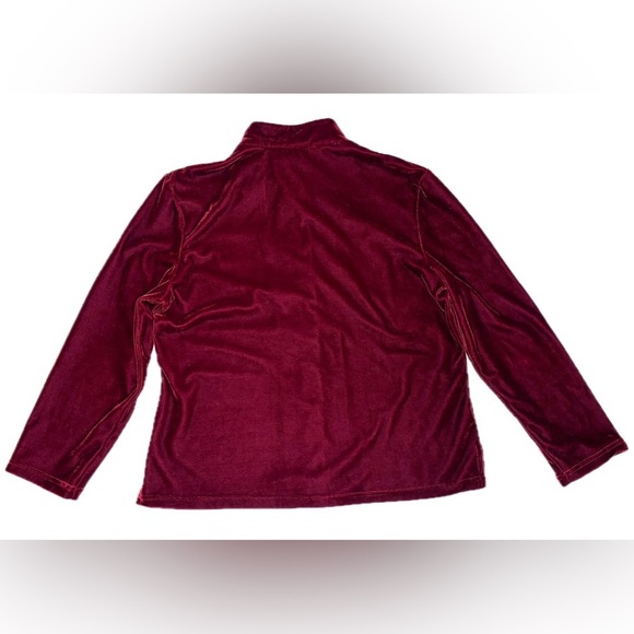 Vintage Deep Red Velvet Button Down Shirt Medium Shacket Goth Core Dark Romance - Picture 2 of 6